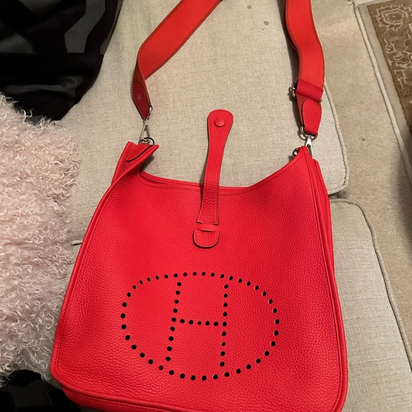 Hermes Handbags - Hermes Evelyne GM in Rouge de Couer. Authentic Hermes Evelyne.
